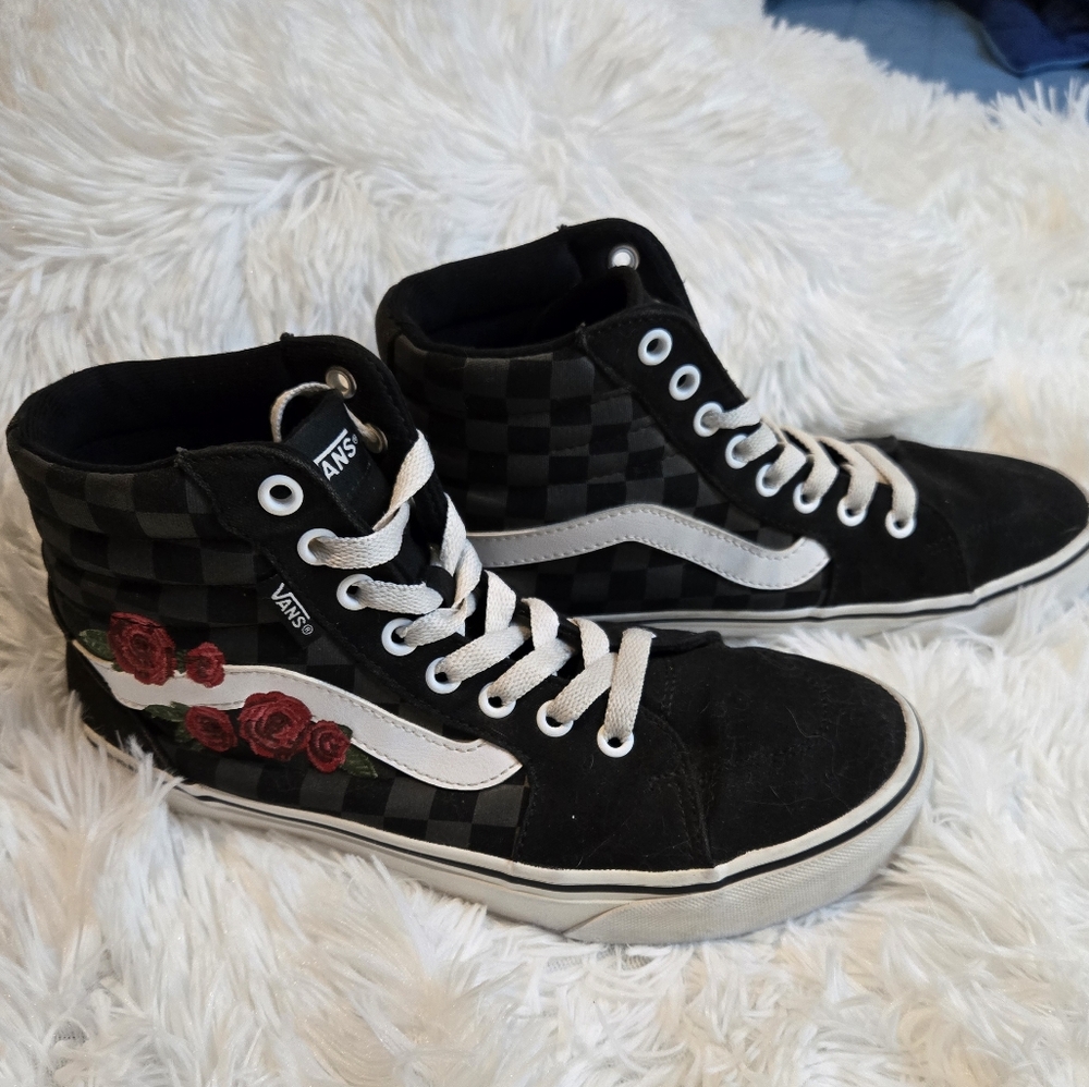 Vans Sk8-Hi Checkerboard Roses